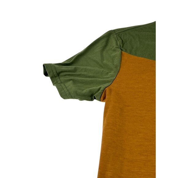 Shein Colorblock T-Shirt In Green Brown Embroidered Deer Logo Streetwear Casual - Picture 9 of 13